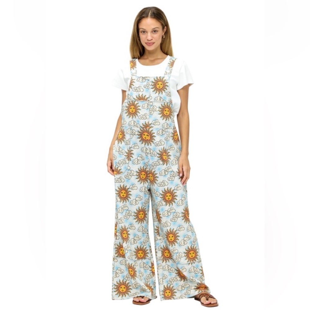 Celestial Sun Sky Print Overalls
